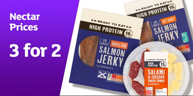 3 for 2 on High Protein meat snacking.